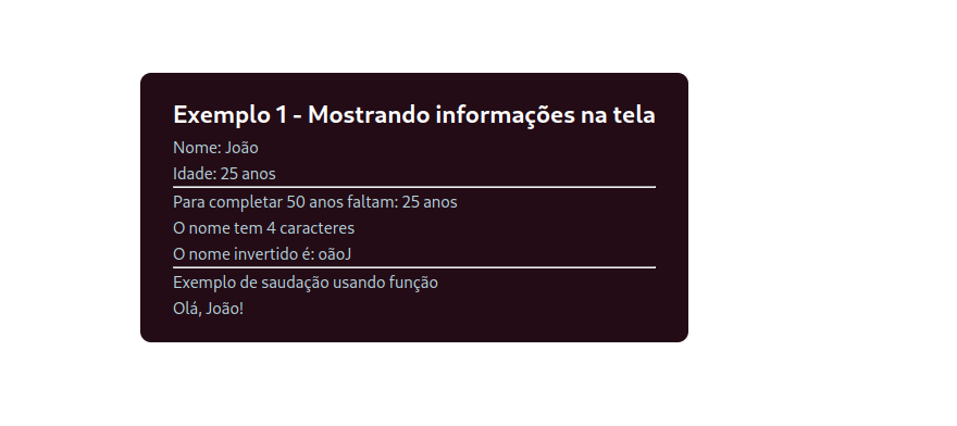 Exemplo 1 - Mostrando informações na tela